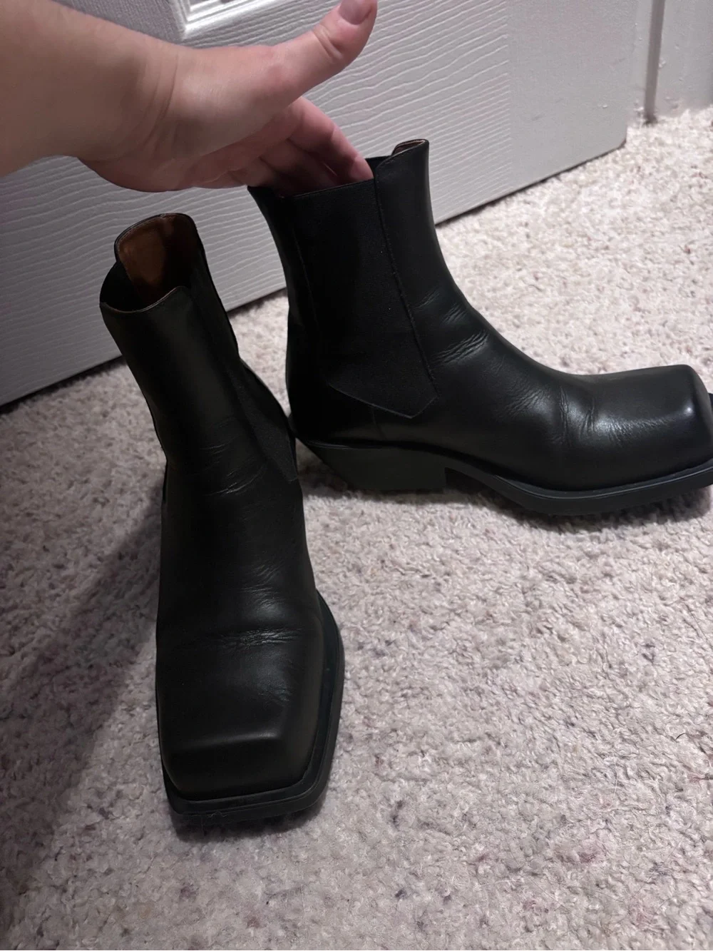 Marni Black Leather Platform Chelsea Boot